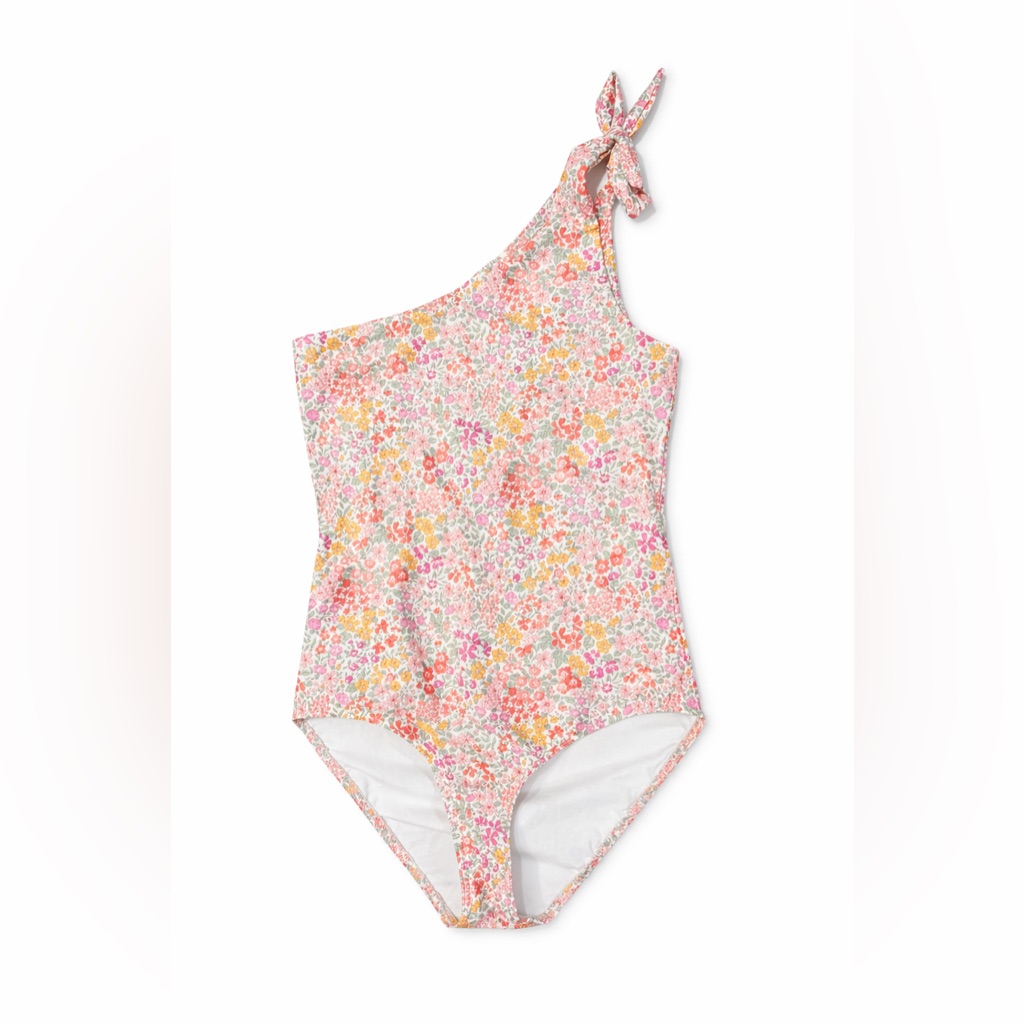One-Shoulder Floral Kids' Swim One-Piece